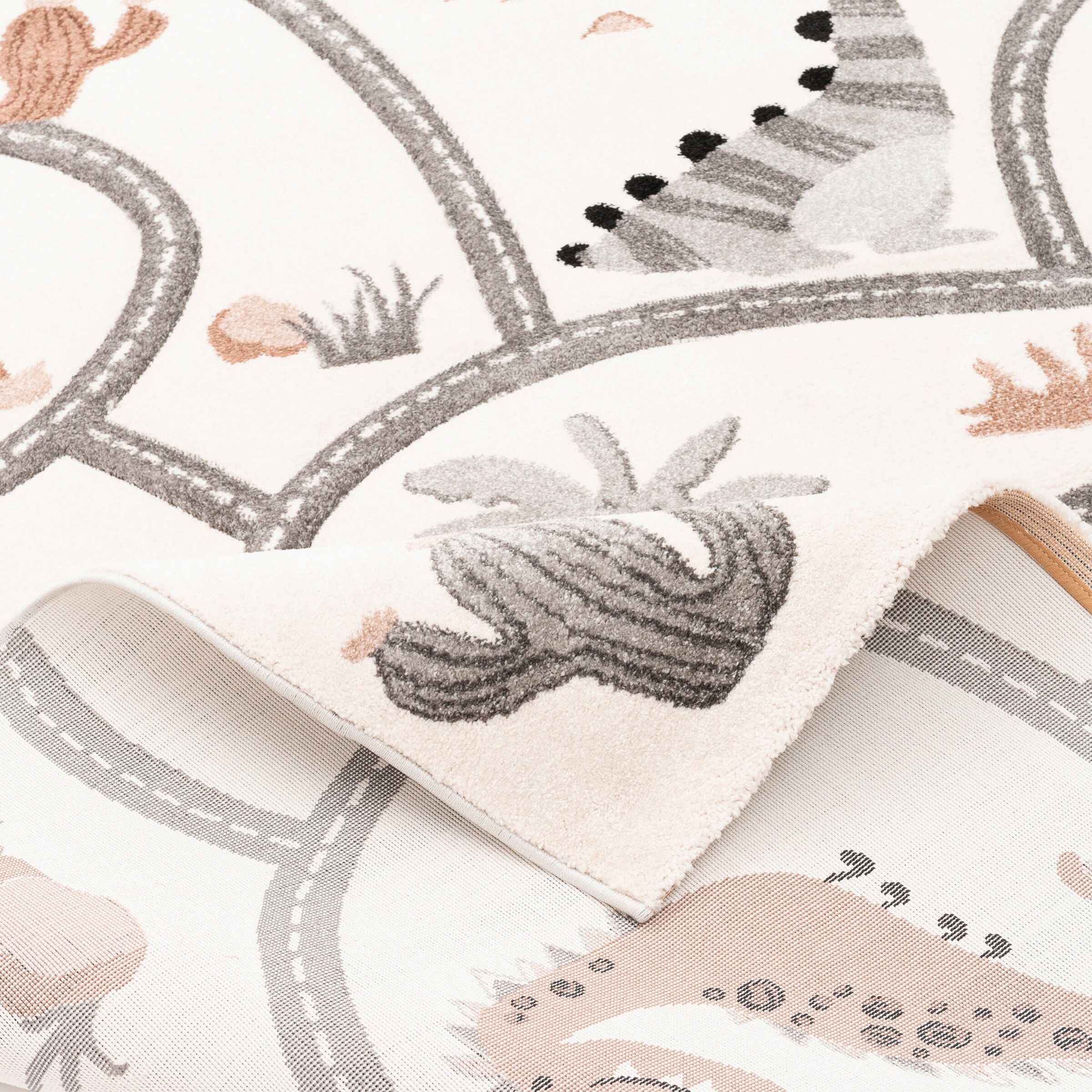 Pergamon Kinder Teppich Maui Kids Dino Straßenteppich Beige