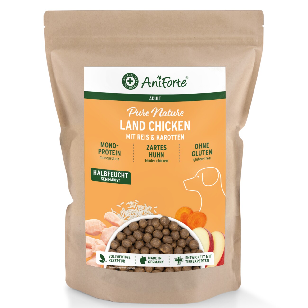 AniForte Trockenfutter LandChicken - Zartes Huhn mit Reis 2 kg