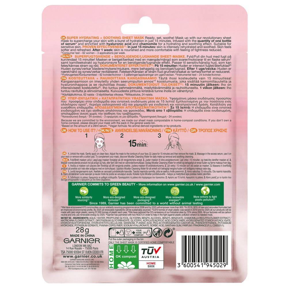 Garnier Skin Active Moisture Bomb Tissue Mask Soothing - 32 g.
