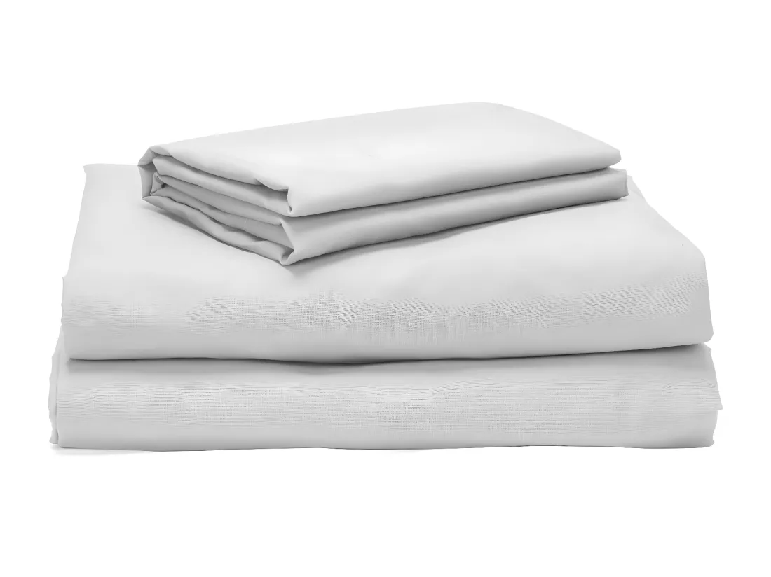 Ensemble de literie en percale blanc 100% coton 200 fils au pouce carré Blanc