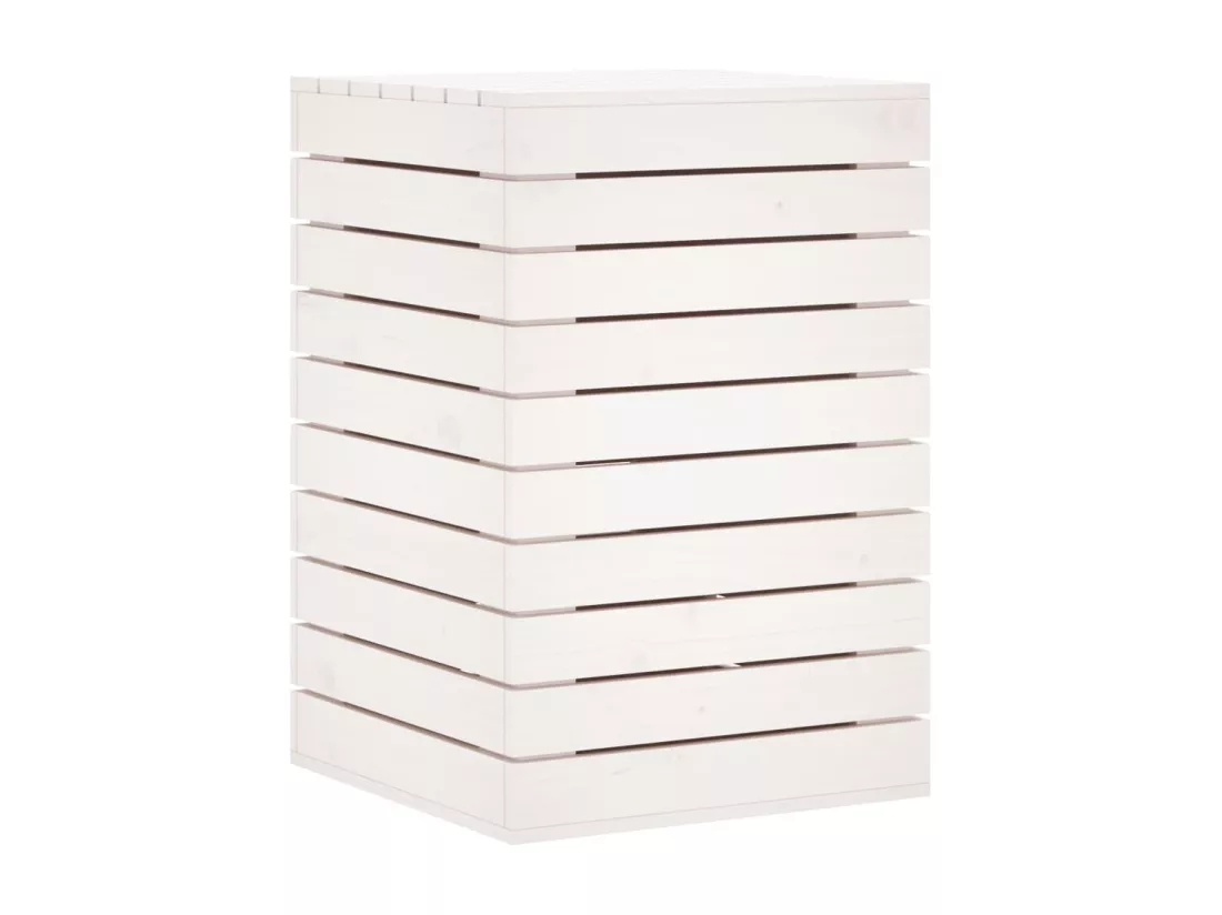 Panier à linge blanc 44x44x66 bois massif de pin