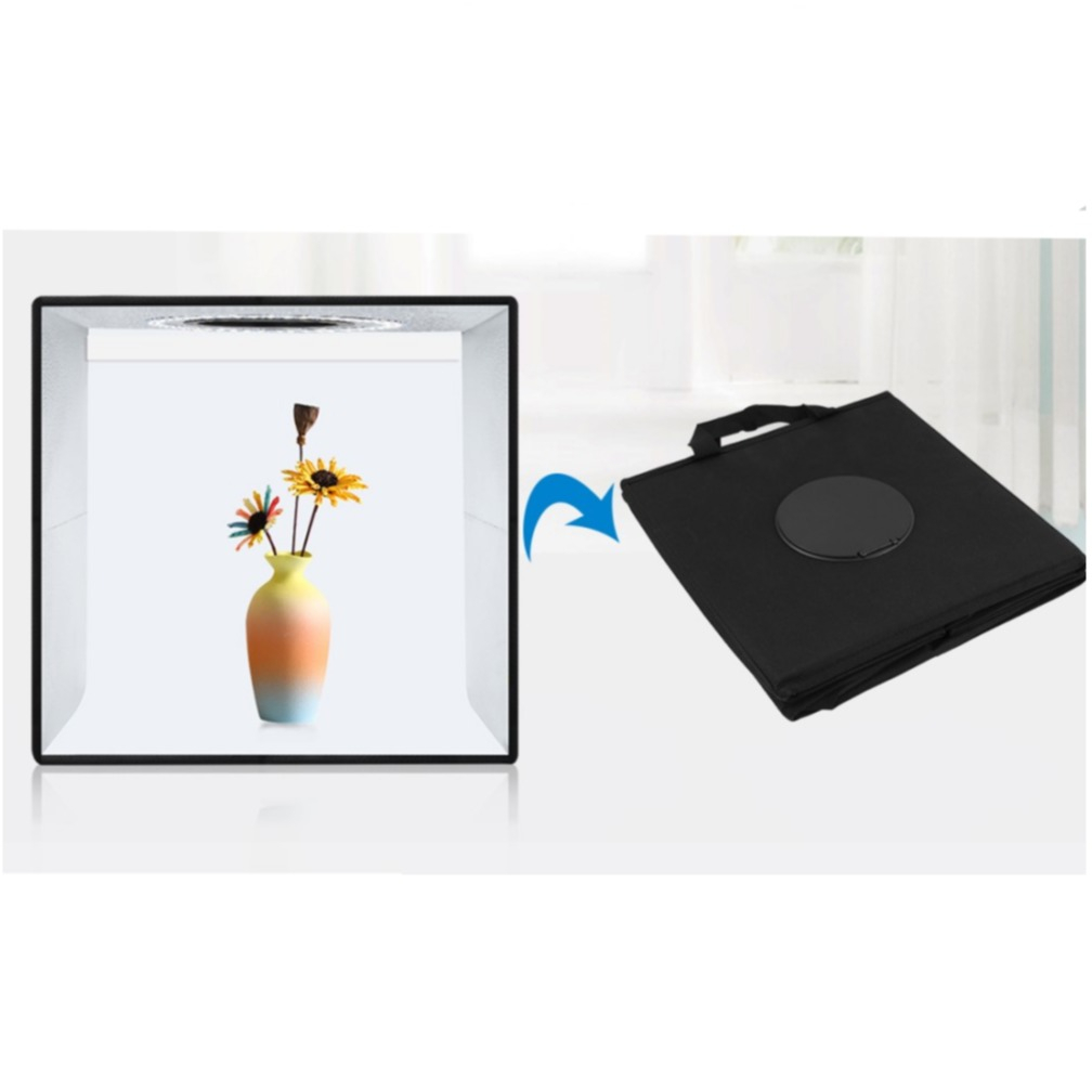 (30x30cm) Faltbares Fotozelt Fotostudio Lichtbox mit 10W LED Beleuchtung 5500K   6 Farbige Hintergründe - Schwarz