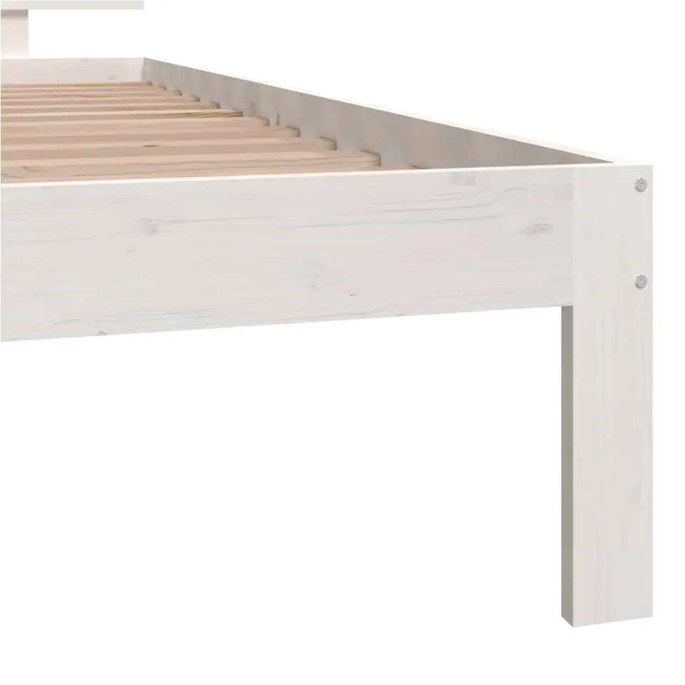 vidaXL - Bed frame met hoofdbord - Wit - Massief grenenhout - 100x200 cm