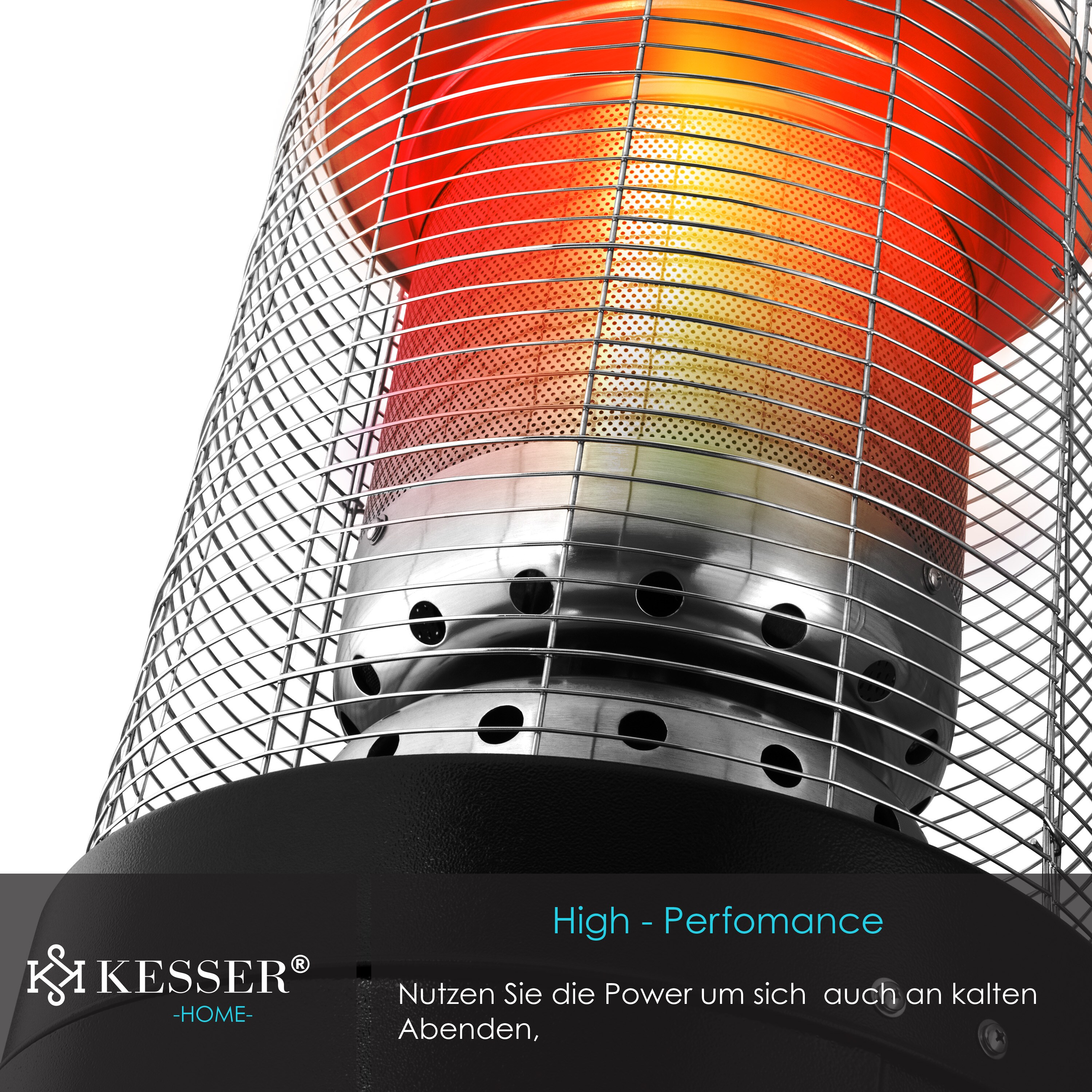 KESSER® Heizstrahler Gas KE12 Heizpilz für Terrasse Terrassenheizer Terrassenheizstrahler , Freiluftheizung 10 kW Gasheizstrahler gasheizer , Wärmestrahler, Heizgerät - inkl. Schutzhülle Edelstahl