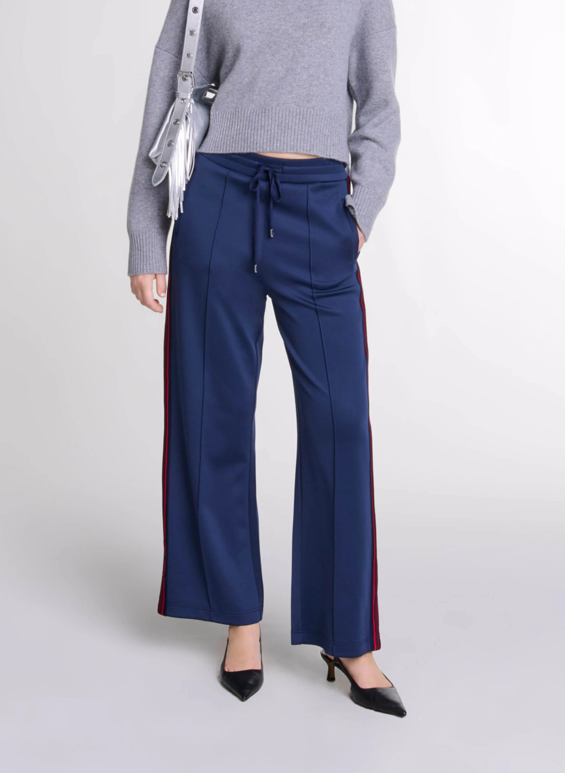 Pantalon large jogger brodé| Bleu