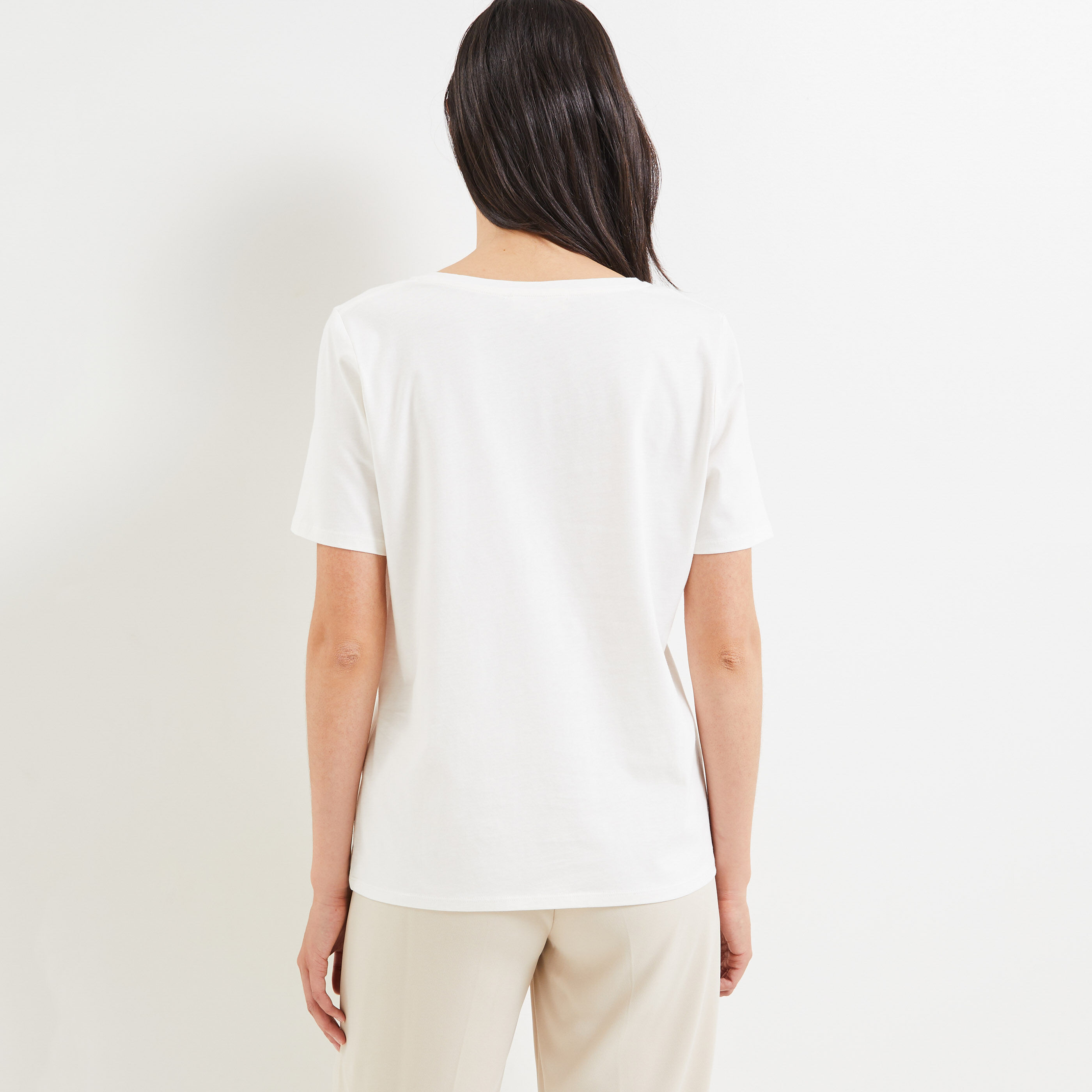 Tshirt perlé femme - BLANC CASSE