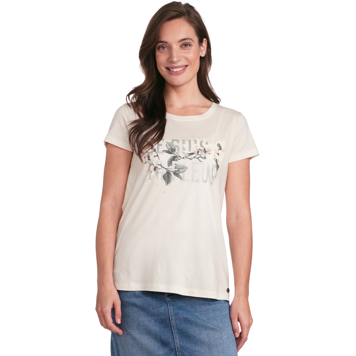 Gina Collection Damen T-Shirt mit Print weiss