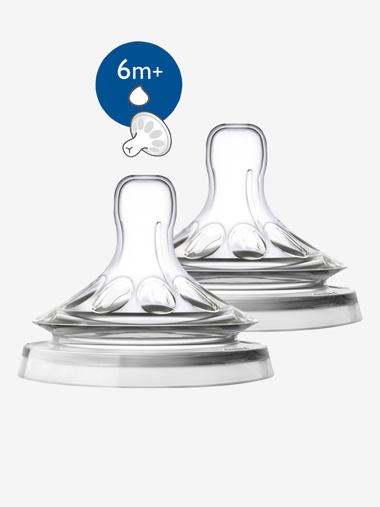 Pacote com 2 bicos Philips AVENT Natural de fluxo rápido, a partir de 6 meses, sem cor.