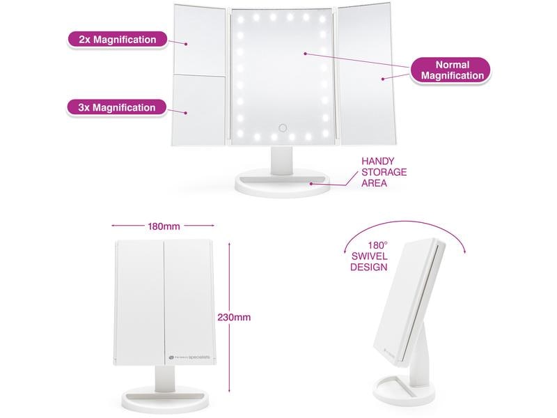 Rio Kosmetikspiegel 3 Way Makeup Mirror Weiss Schminkspiegel