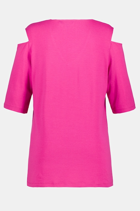 T-Shirt, Schulterausschnitte, V-Ausschnitt, Halbarm