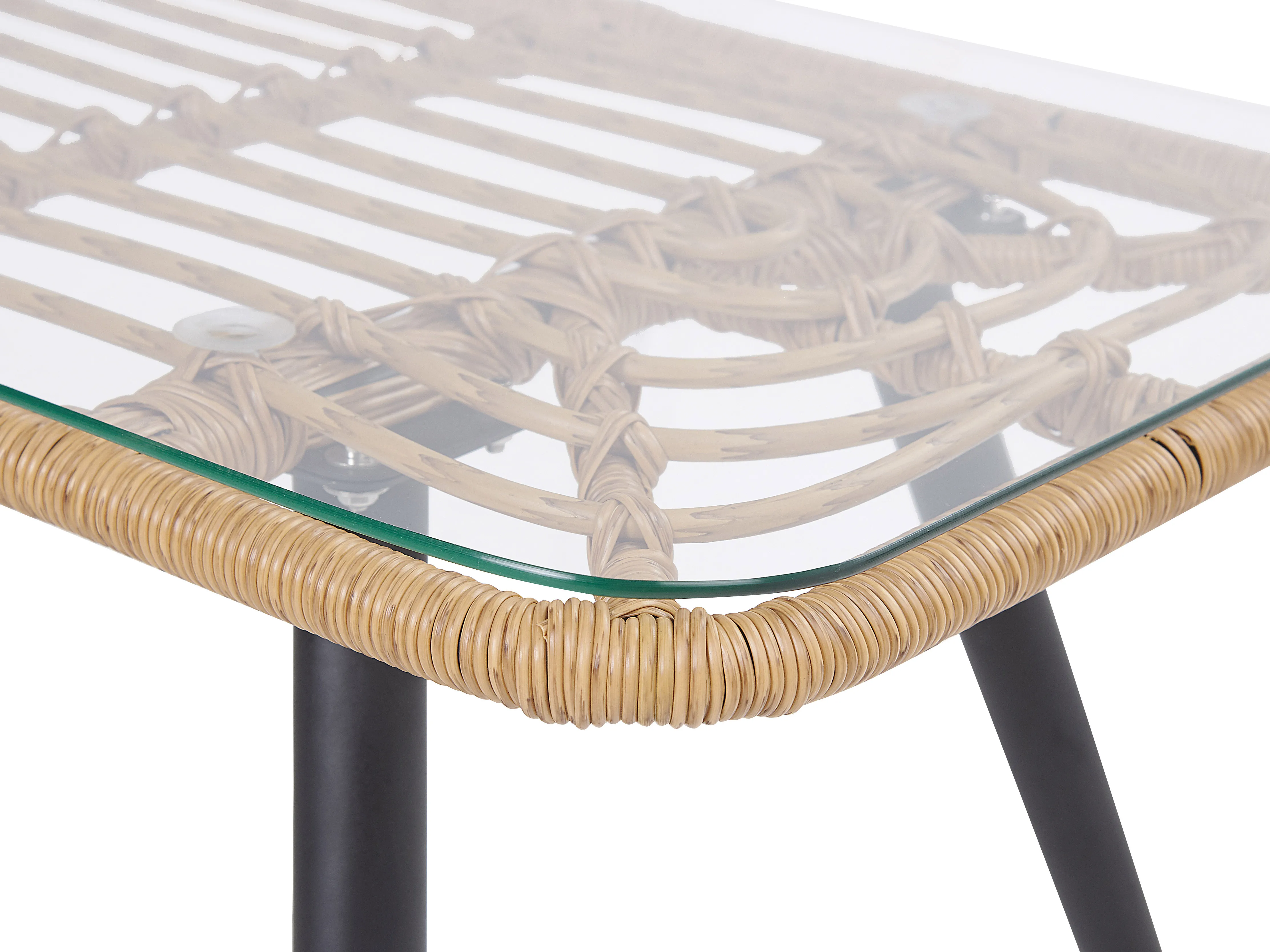 Loungeset met tafel 4-zits FOBELLO PE rotan Beige