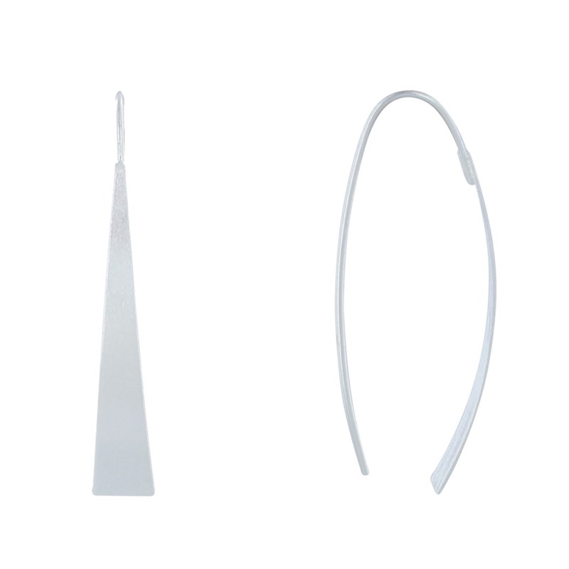 Boucles d'Oreilles Argent Brossé Long Triangle
