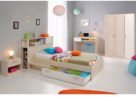 Kinderkamercombinatie Charly - Kinderbed - 90x200 - Achterbouwstuk - Nachtkastje - Kledingkast - Bureau