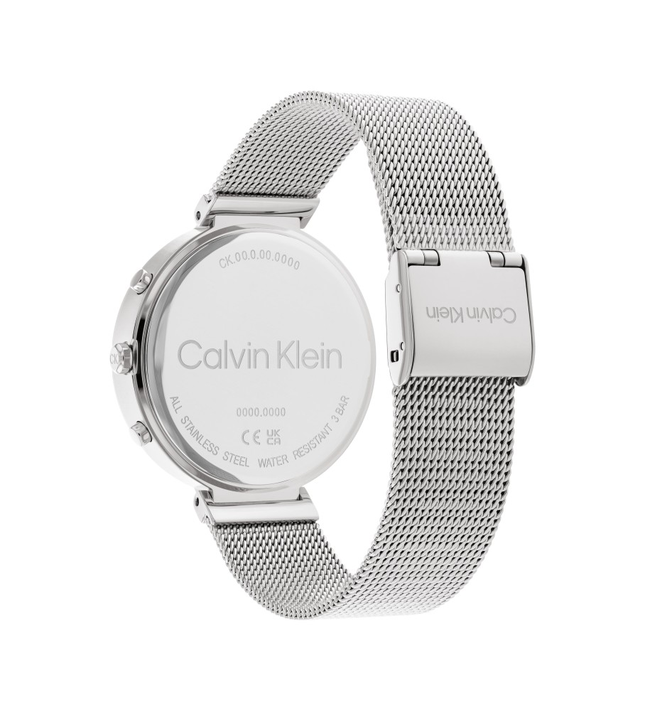 Relógio analógico minimalista Calvin Klein com fecho em T, rosa.