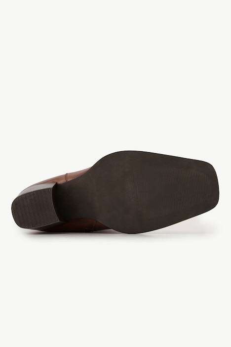 Lederstiefel, XXL-Schaft, Elastikeinsatz, Weite H