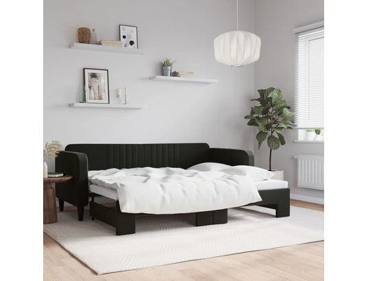 VIDAXL - Lit de jour avec lit gigogne noir 80x200 cm velours