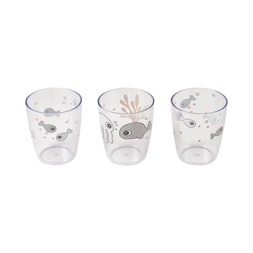 Yummy mini glas (3 stuks) Sea friends Mustard/Grey
