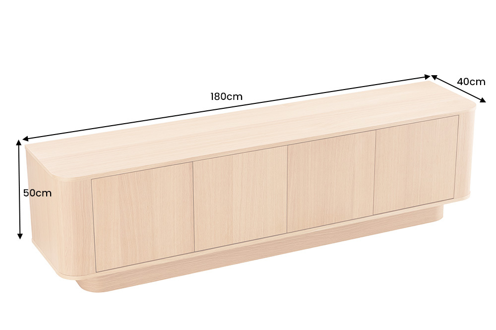 Modernes TV-Board VALHALLA WOOD 180cm natur Eichenholz Lowboard mit Stauraum