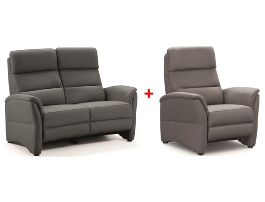 CONCEPT1 - Canapé tissu Versalles gris 2 places électrique + Fauteuil