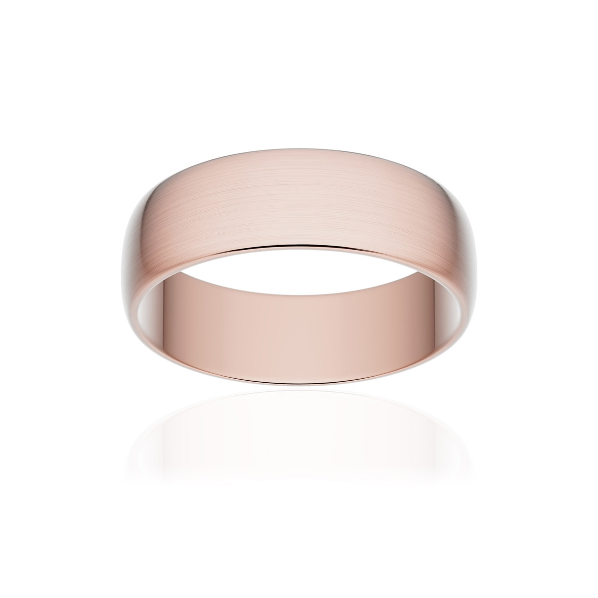 Alliance or 375 rose brossé demi-jonc 6mm