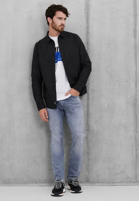 Oxfordhemd mit Wordingprint - Black