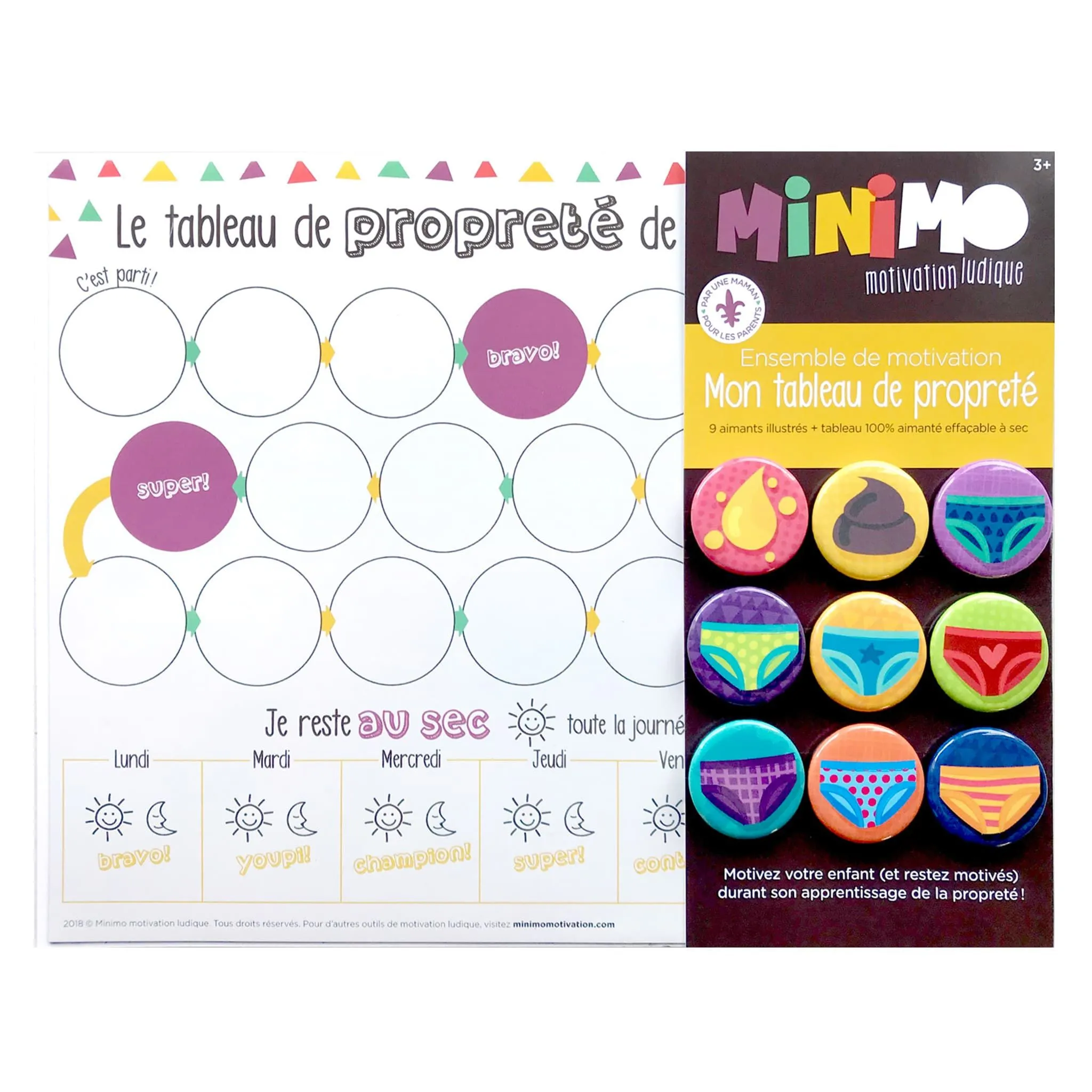 Minimo Tableau de Propreté et 9 Aimants
