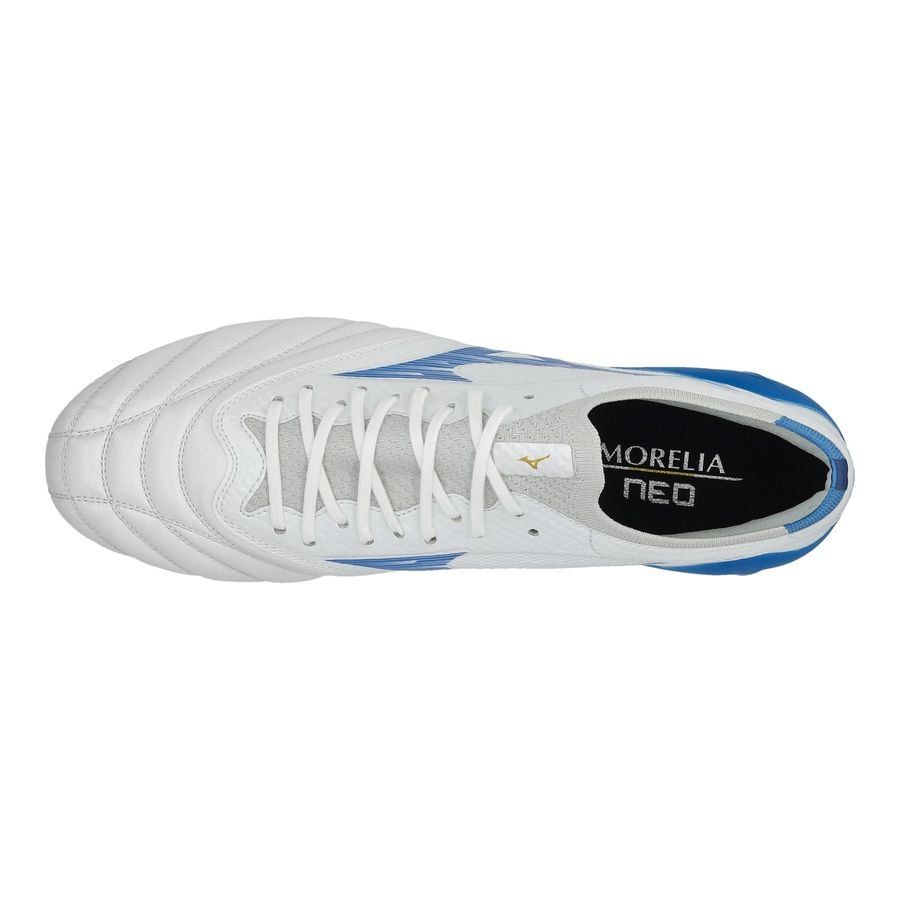 Mizuno Morelia Neo IV Beta Elite FG/AG Mugen - Blanc/Bleu