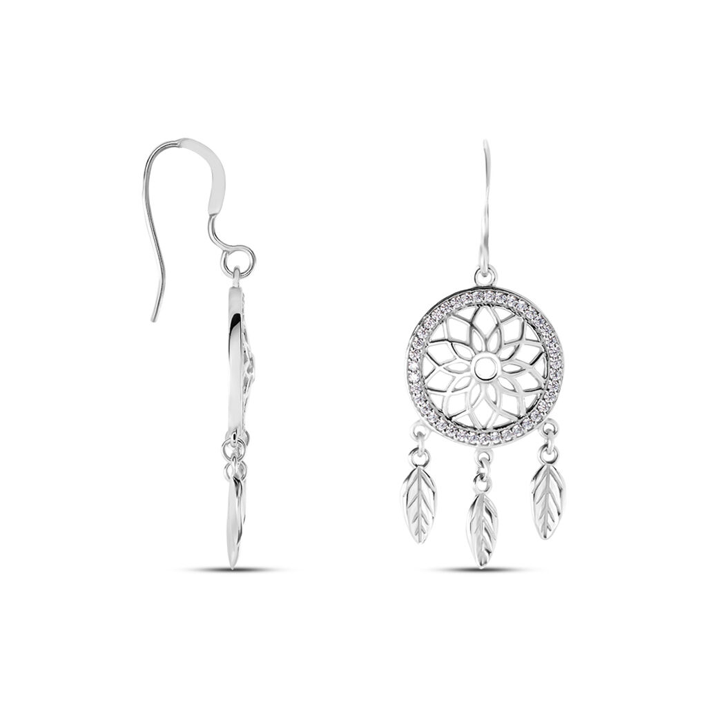 Boucles D'oreilles Pendantes Nemetona Argent Blanc Oxyde