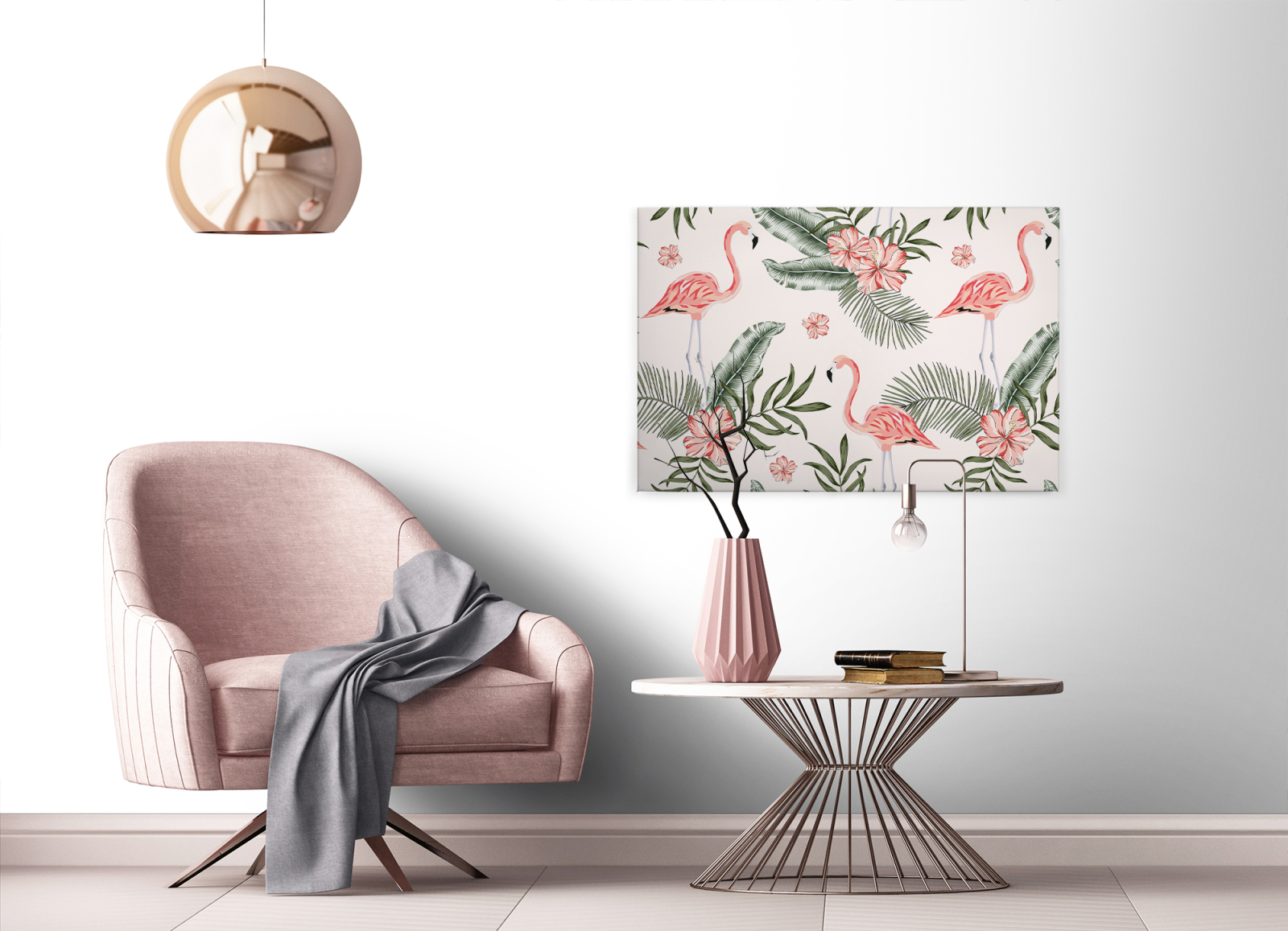 Leinwandbild TROPISCH - rosa-grün - 90x60 cm
