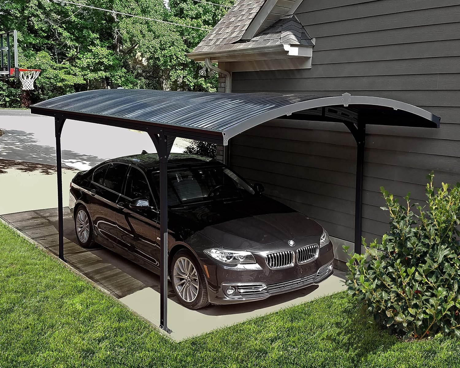 Canopia by Palram Carport Bausatz Atlas 5000 494,5 x 287,5cm Einzelcarport Polycarbonat in Anthrazit für PKW aus rostfreiem Aluminium
