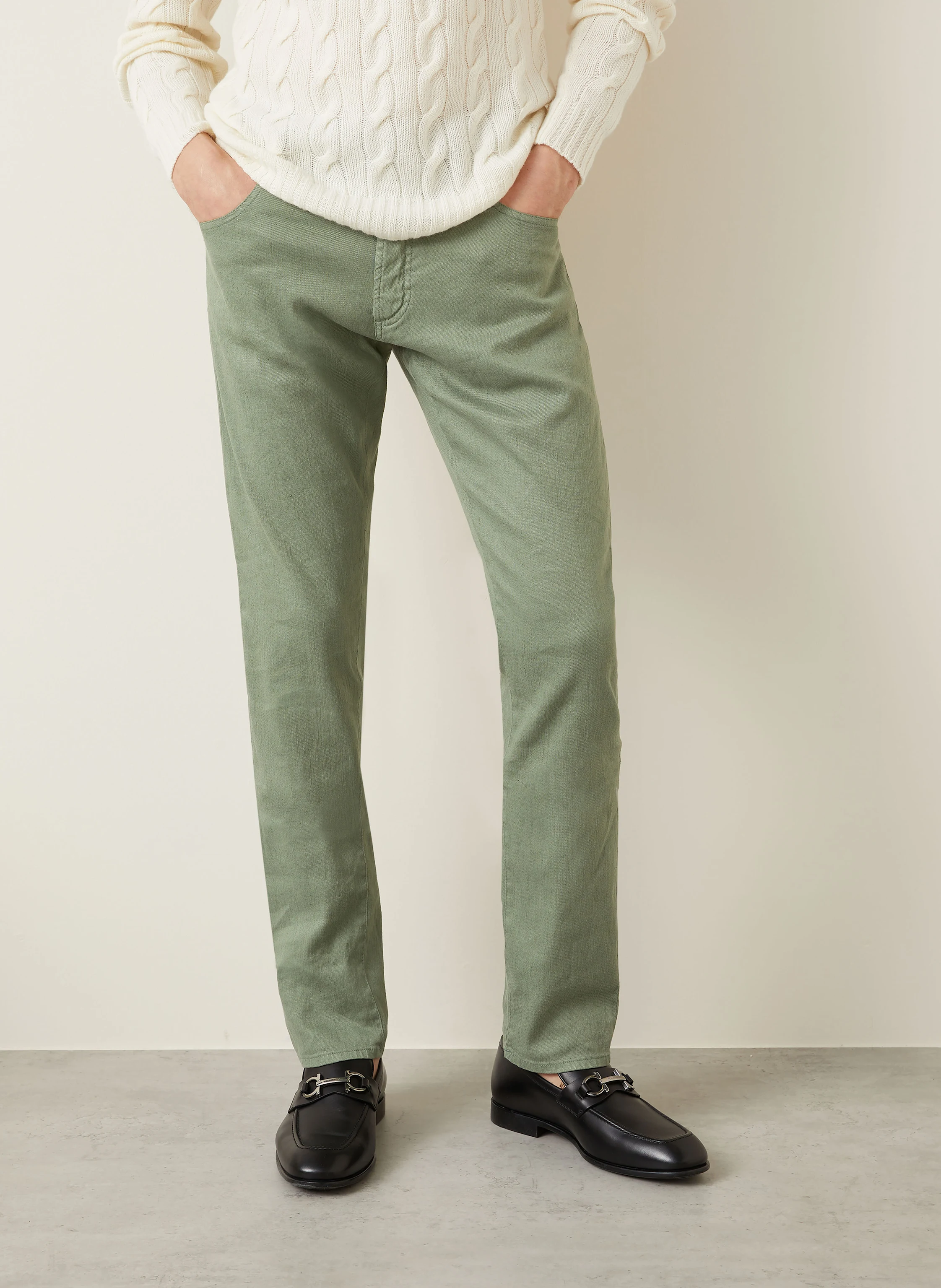 RALPH LAUREN PURPLE LABEL Hose Slim Fit mit Leinen
