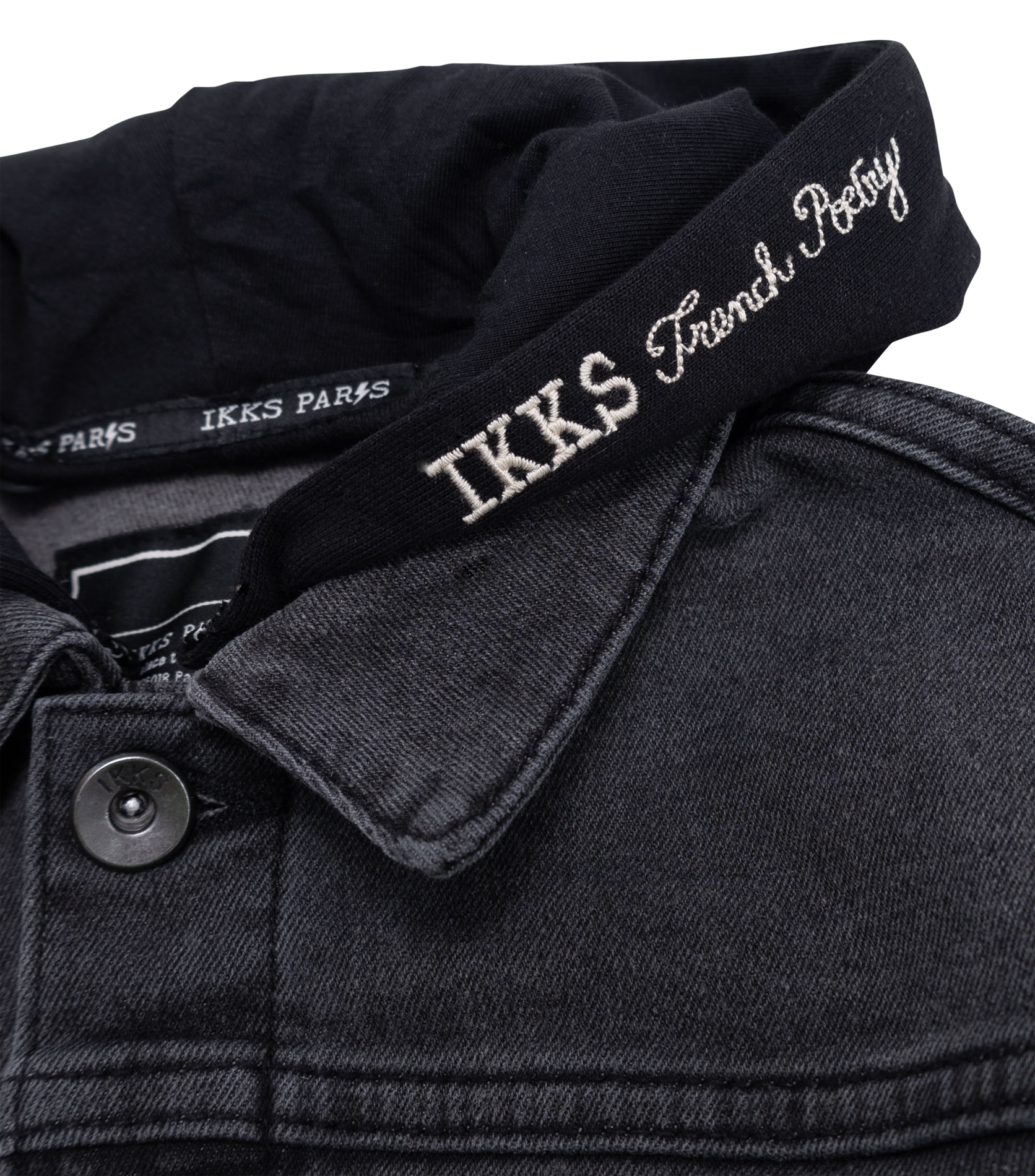 Veste droite à capuche amovible en coton mélangé | Gris