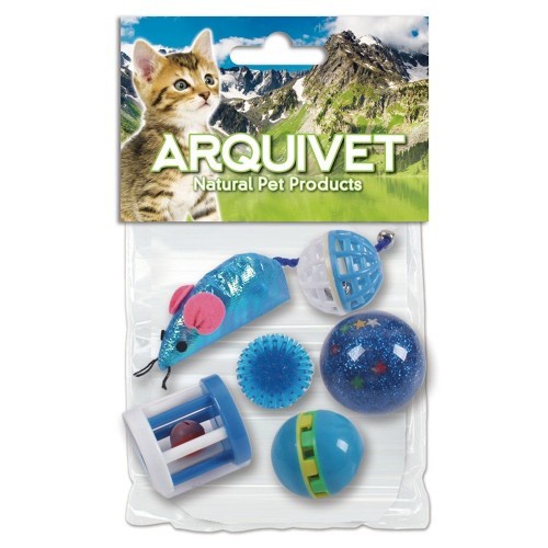 Kit com 6 brinquedos azuis para gatos