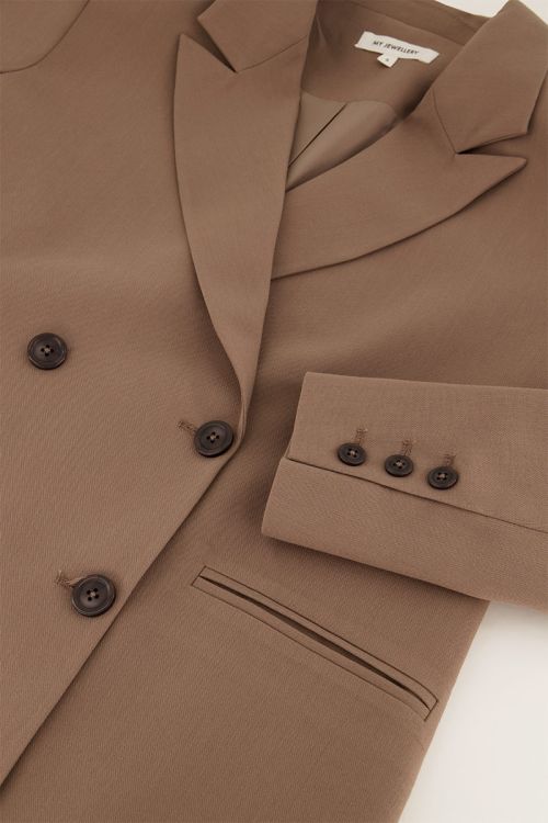 Taupe blazer met dubbele knopen