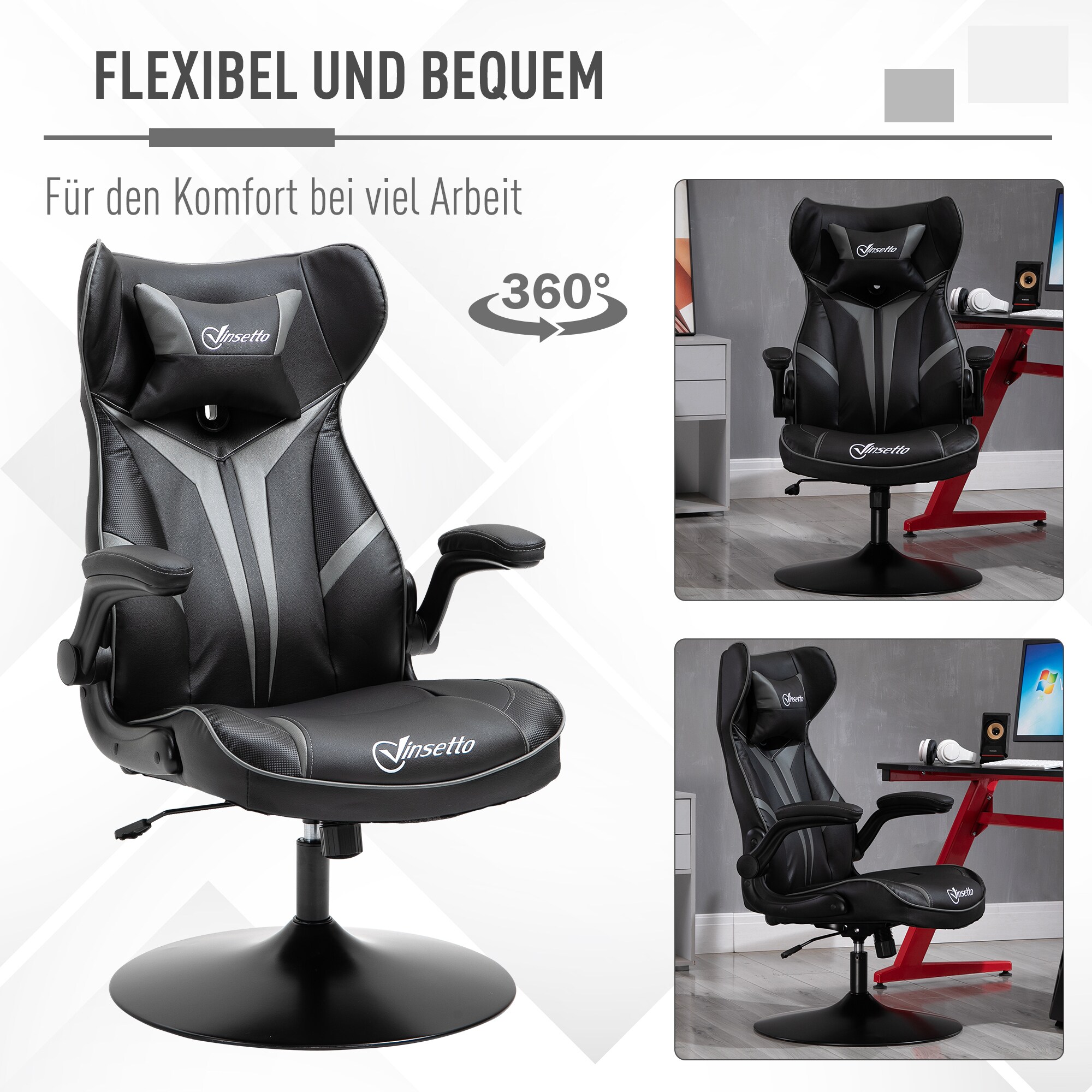 Vinsetto Gaming Stuhl ergonomisch 67 x 75 x 106-112 cm (BxTxH)
