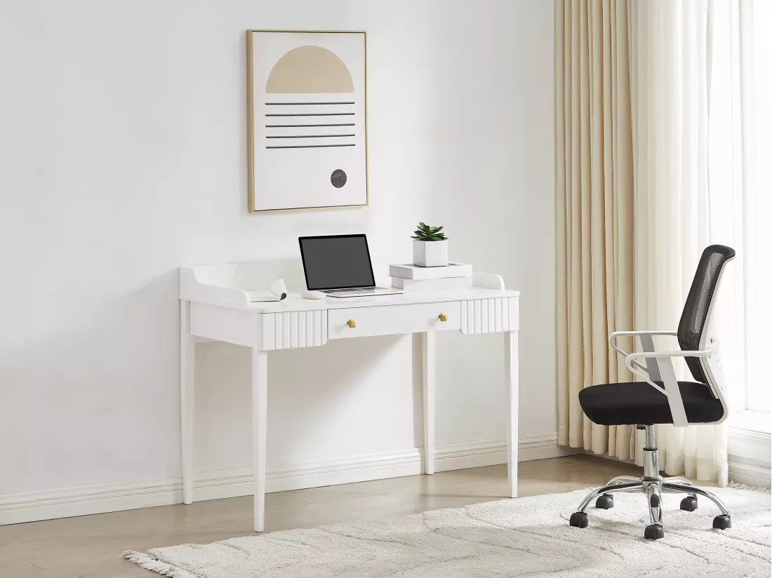 Bureau console avec 1 tiroir - MDF - Blanc mat - RENEVI de Pascal Morabito