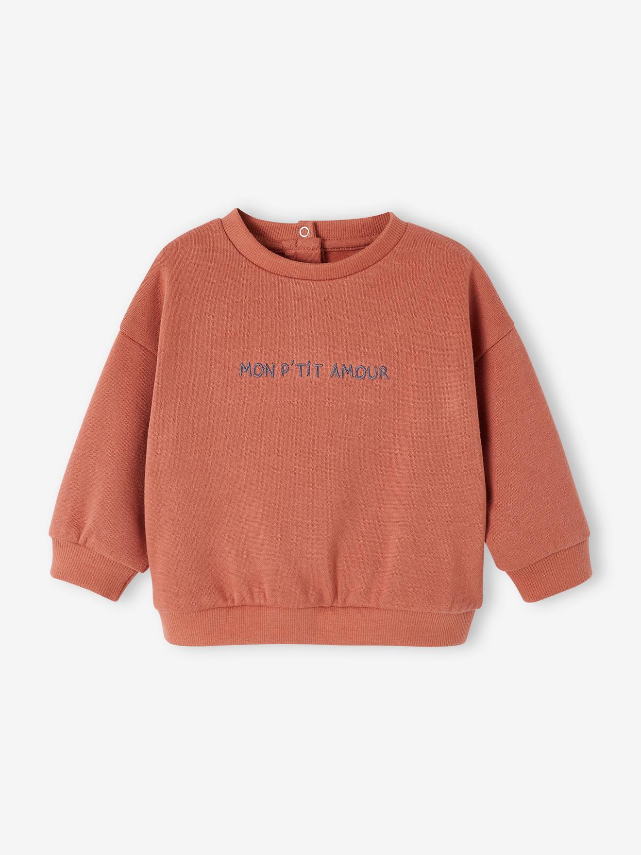 Moletom infantil personalizável na cor terracota.