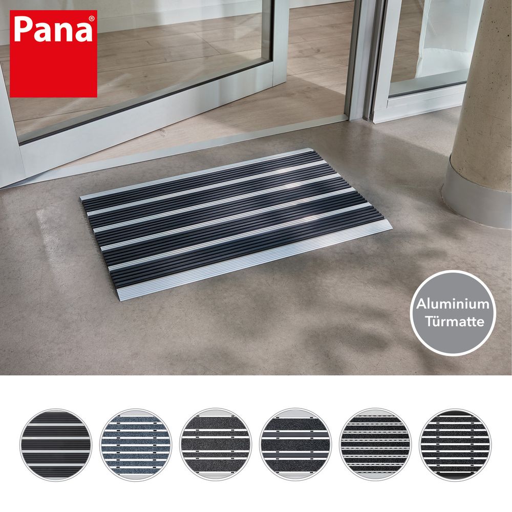 PANA® Aluminium Türmatte I Fußmatte Außen I Schmutzfangmatte I Fussabtreter mit Nadelfilzeinlagen I für den Aussenbereich I floor mat I Größe: ca. 39x60cm I verschiedene Farben