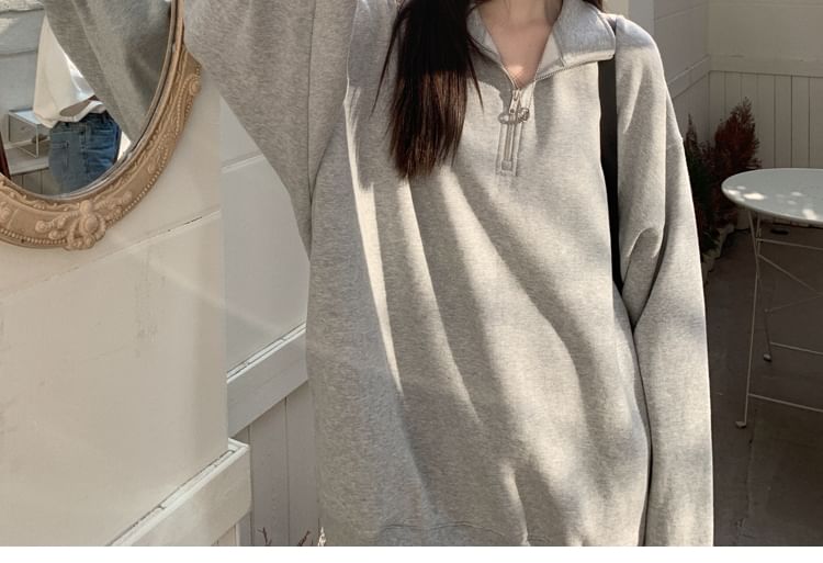 Windflower - Sweatshirt met halve rits en losse pasvorm