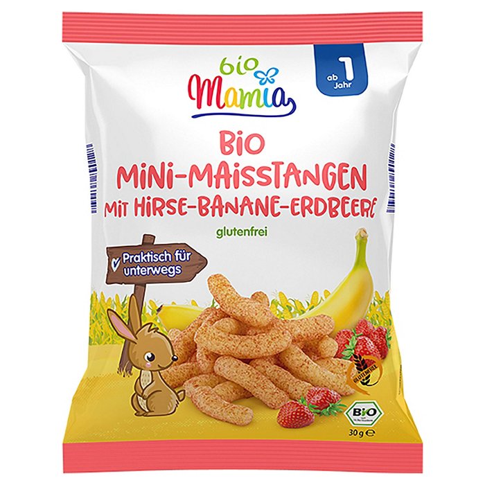 MAMIA BIO Bio-Mini-Maisstangen 30 g, Erdbeere