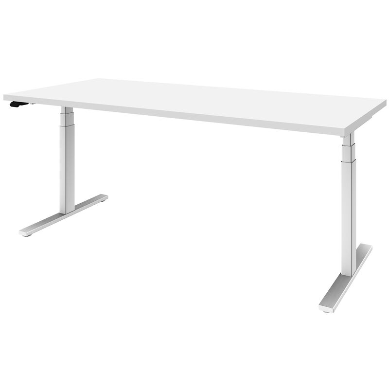 Elektrisch höhenverstellbarer Schreibtisch LINUS+, Gestellfarbe weiss, 180 x 80 cm, weiss