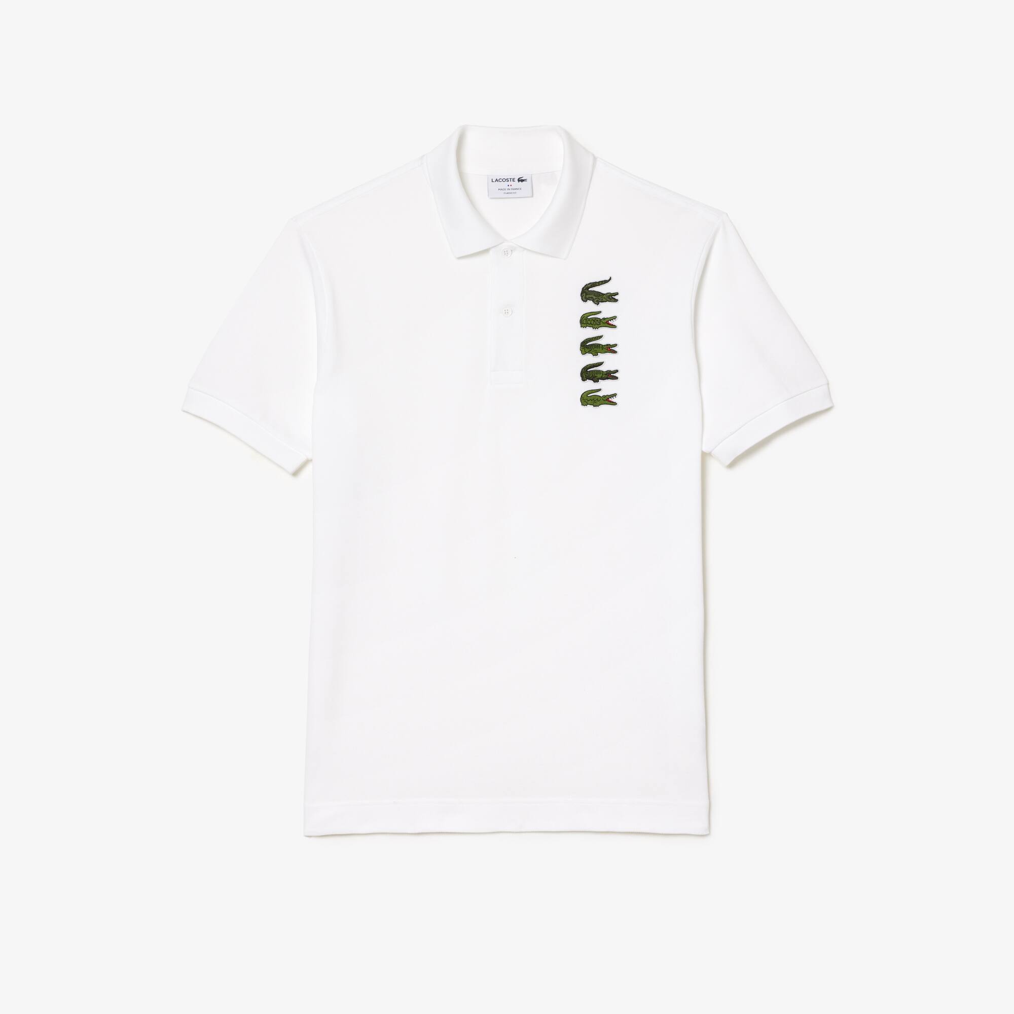 Poloshirt aus Piqué mit Croc-Aufnäher Kurze Ärmel - Weiss - Lacoste - Herren