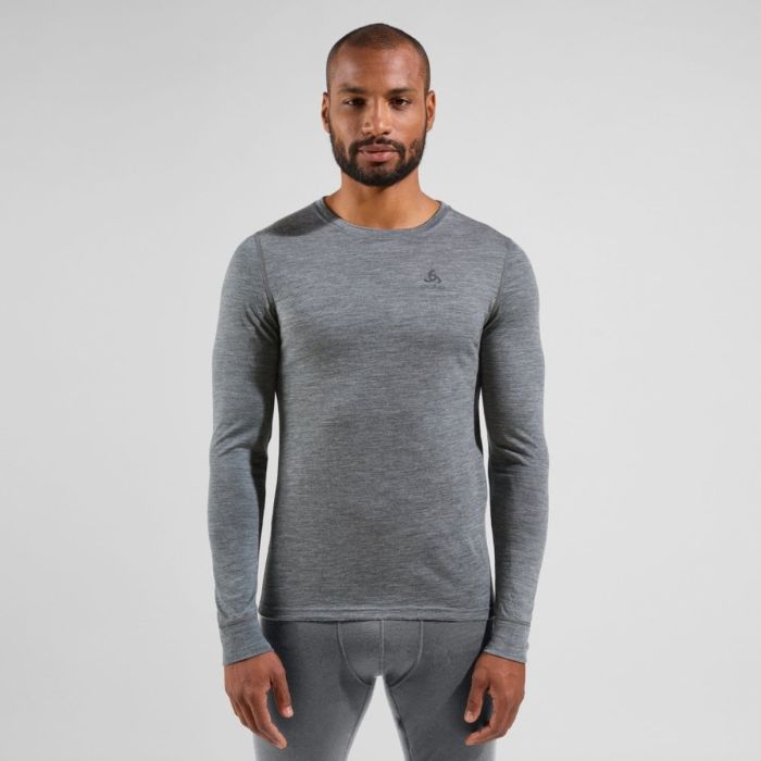 Odlo Herre Mellemlag Merino 200 BL Top Crew Neck L/S Grå
