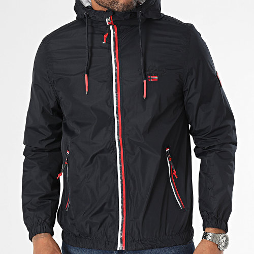 Coupe-Vent Zippé Capuche Bleu Marine