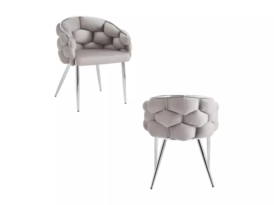 Lot de 2 chaises BALLON pieds chrome assise velours taupe