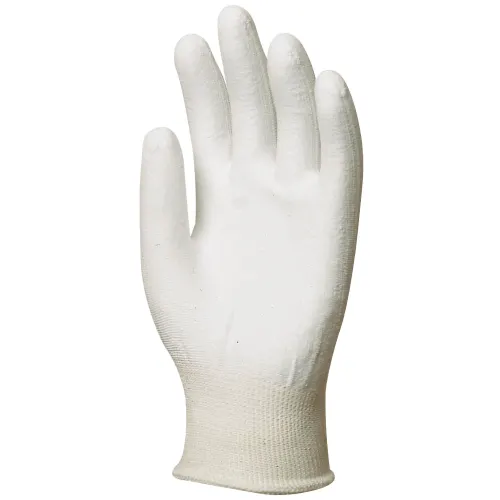 Gant protection coupures indice 3/5 polyester haute ténacité blanc enduction PU blanc, T 7 Coverguard
