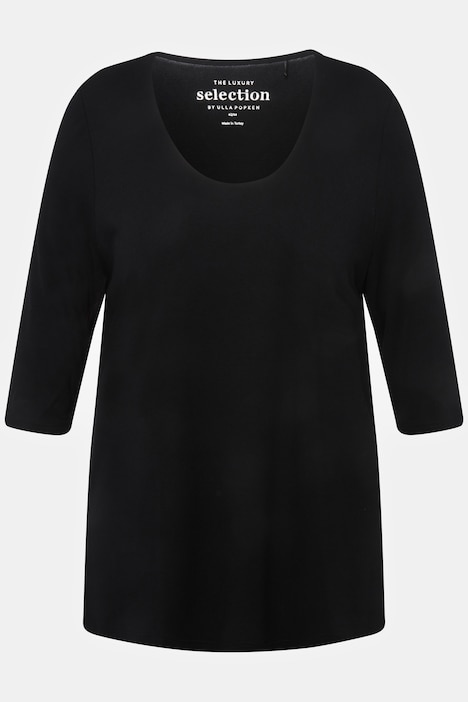 Shirt, tiefer Rundhalsausschnitt, 3/4 Arm
