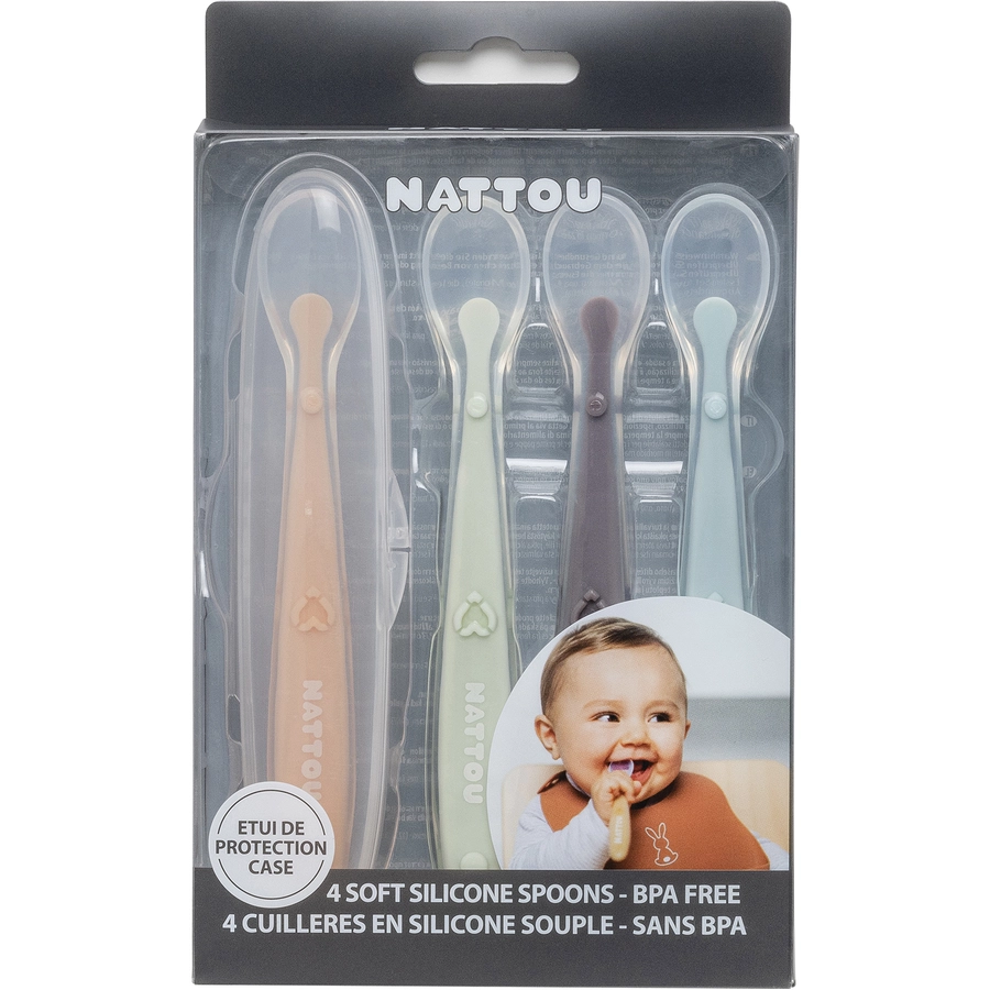 Nattou Silikonset 4 Löffel + Case