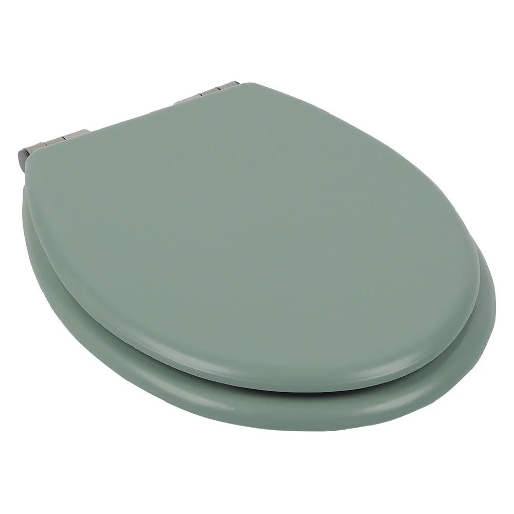 Abattant WC bois vert avec frein de chute déclipsable réglable