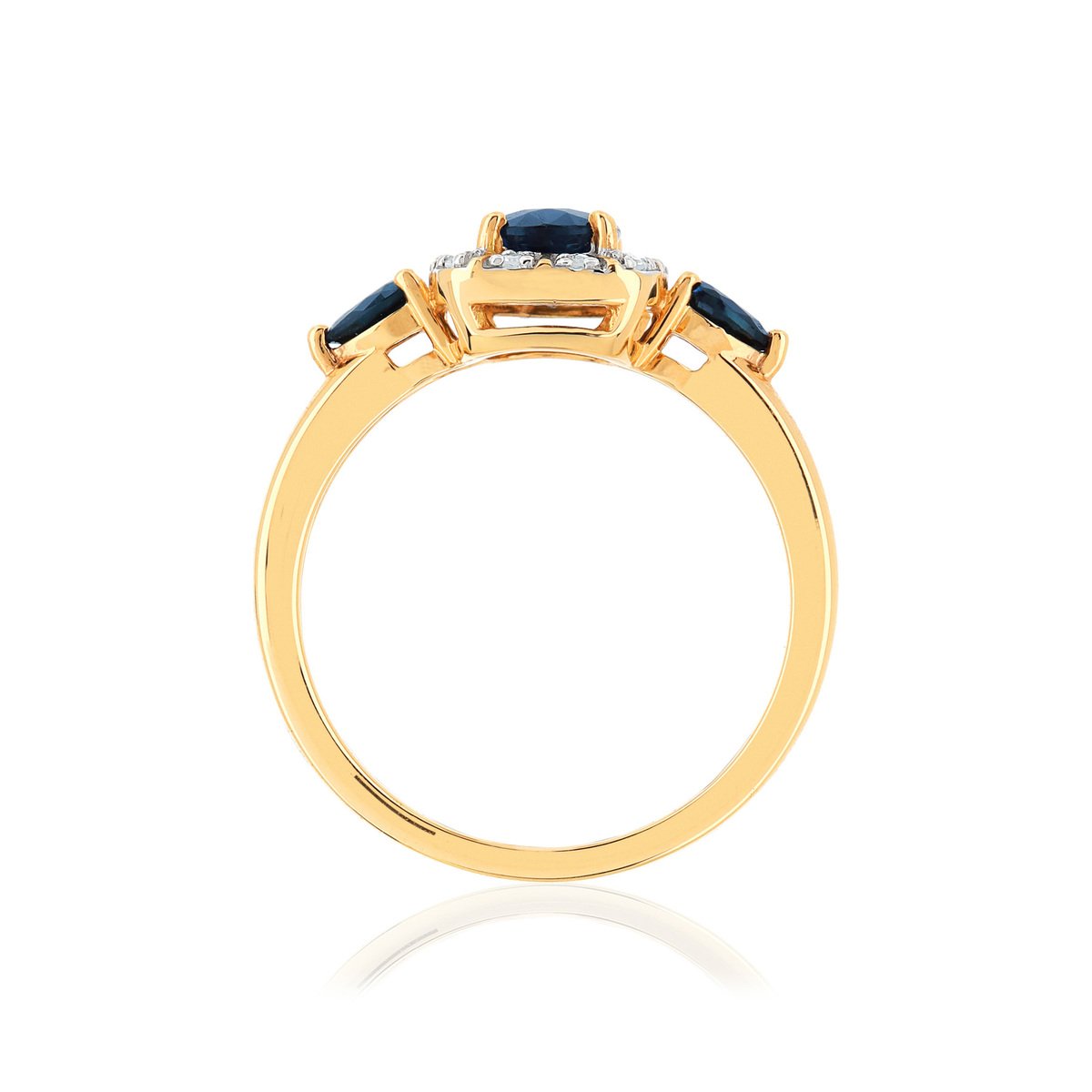 Bague or 750 2 tons saphirs et diamants